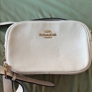Coach Cream Pebbled Leather Crossbody with Gold Logo